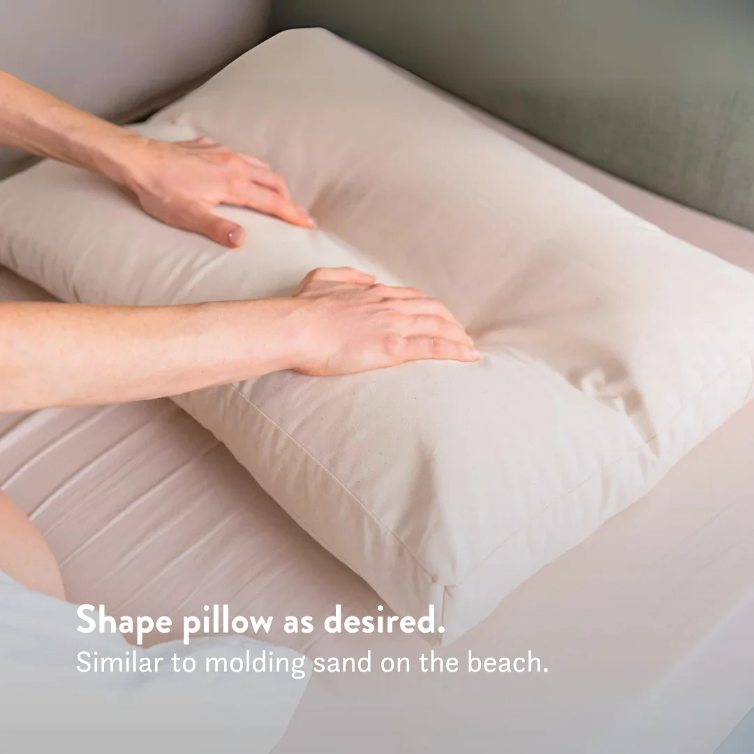 Organic Buckwheat Hull Pillow - Adjustable Natural Support - 100% Cotton Cover - Image 2