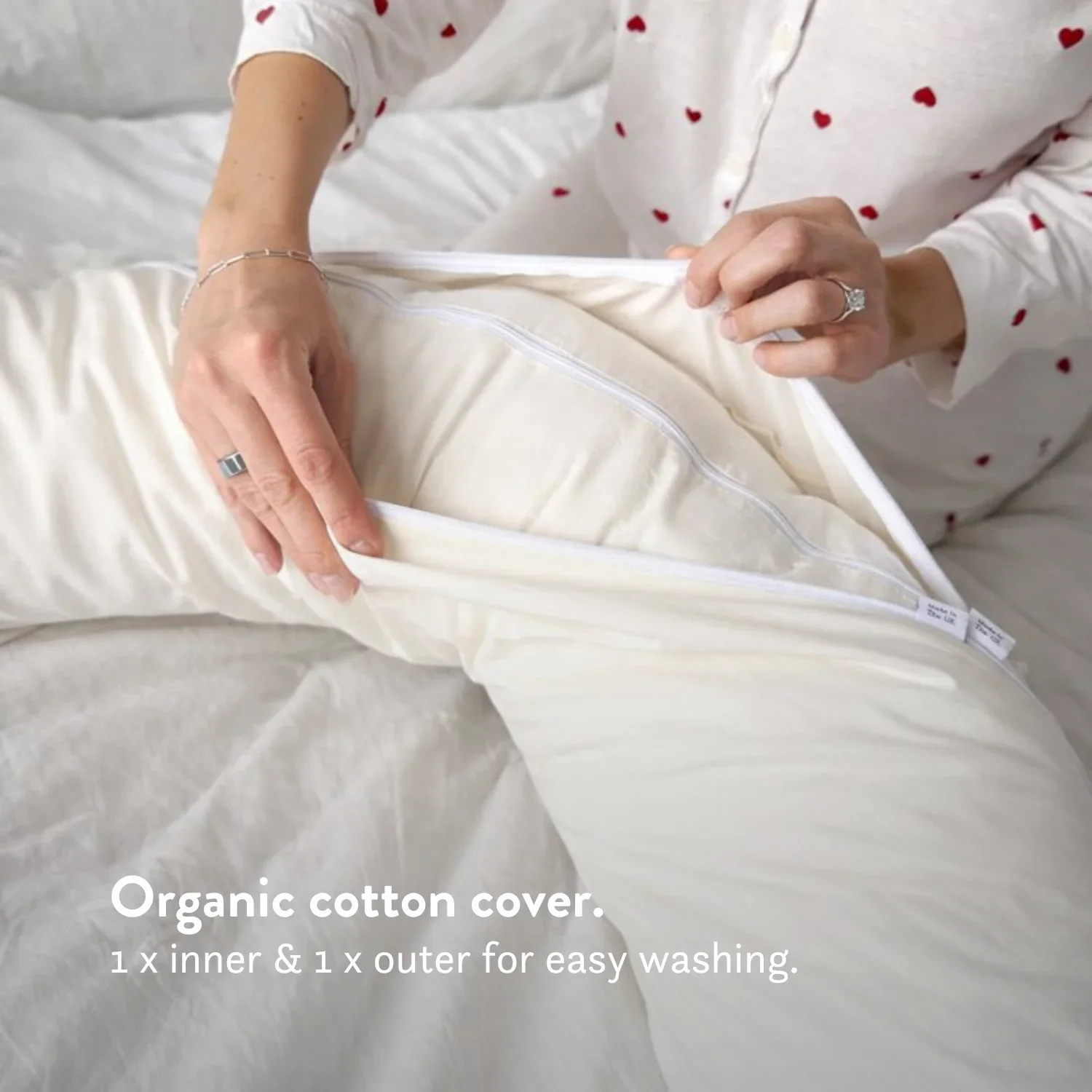 Organic Cotton & Wool Pregnancy Pillow - C Shape - Image 3